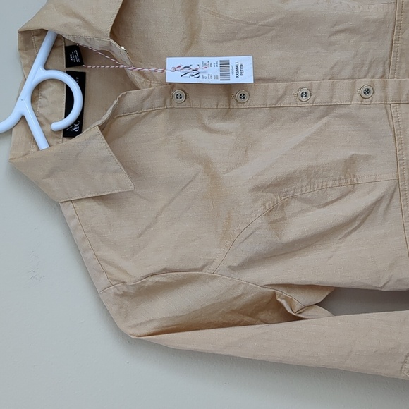 NWT New York and Company XXS Petite Button Up Orange Shirt Roll Tab Sleeves - Picture 3 of 16